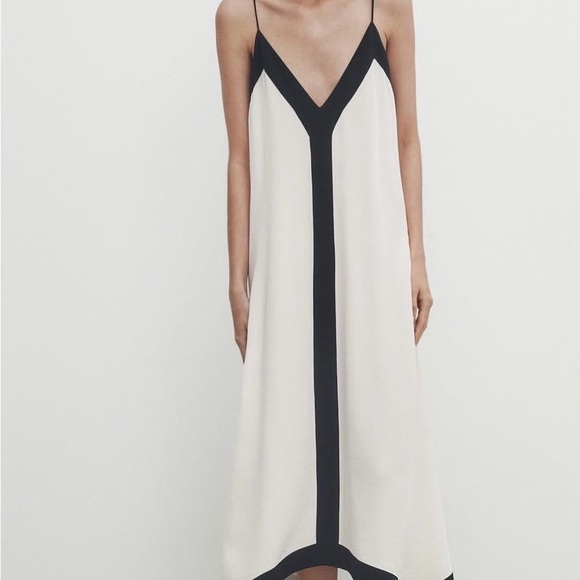 Massimo Dutti Dresses & Skirts - RARE MASSIMO DUTTI STRAPPY DRESS WITH CONTRAST V- NECK